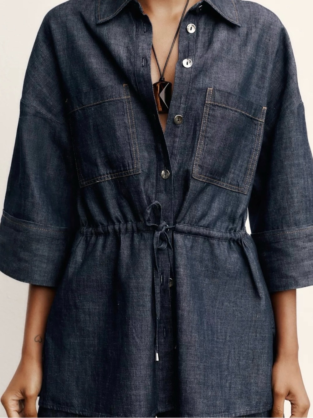 Zara Z1975 Denim Adjustable Waist Overshirt - Picture 6 of 6